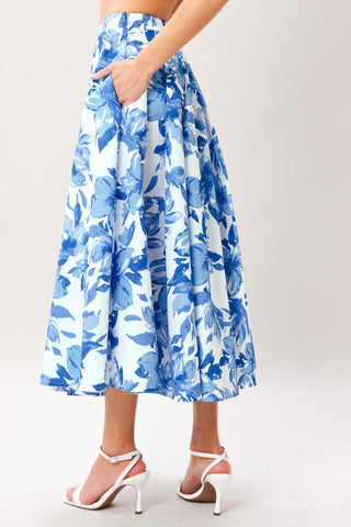 SKY BLOSSOM WOVEN FULL CIRCLE SKIRT - Glamourous Grace