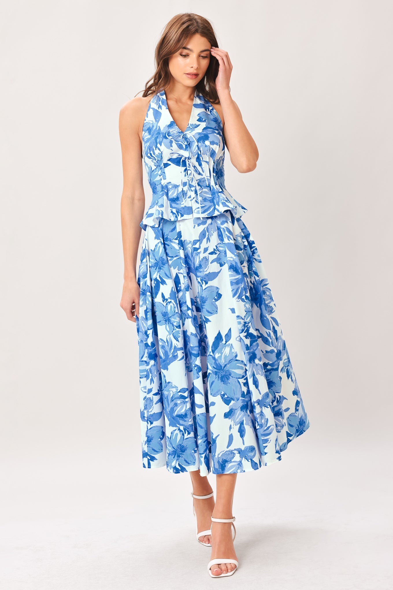 SKY BLOSSOM WOVEN FULL CIRCLE SKIRT - Glamourous Grace