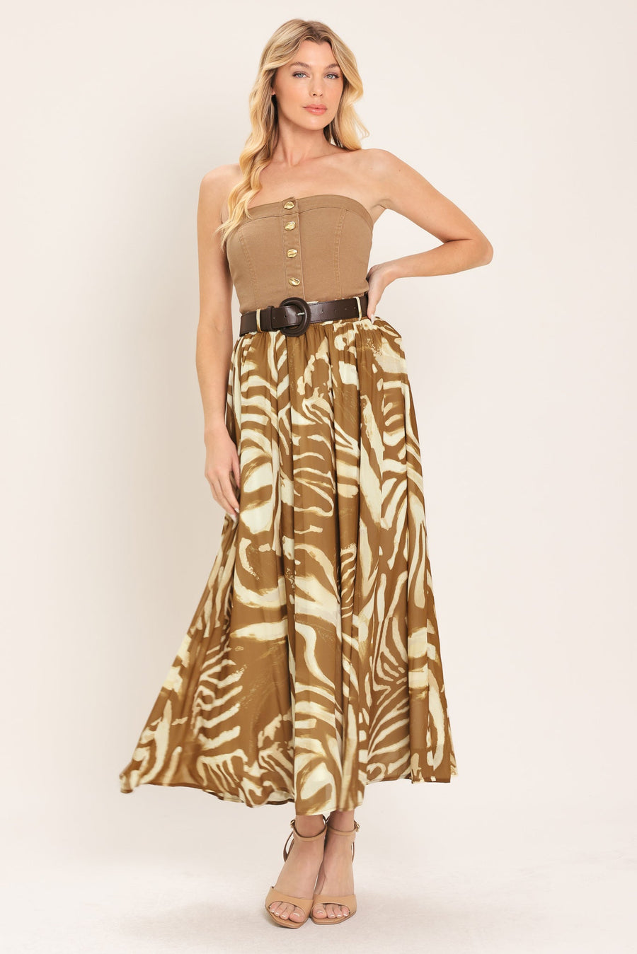 SAVANNAH BREEZE WOVEN MIDI SKIRT - Glamourous Grace