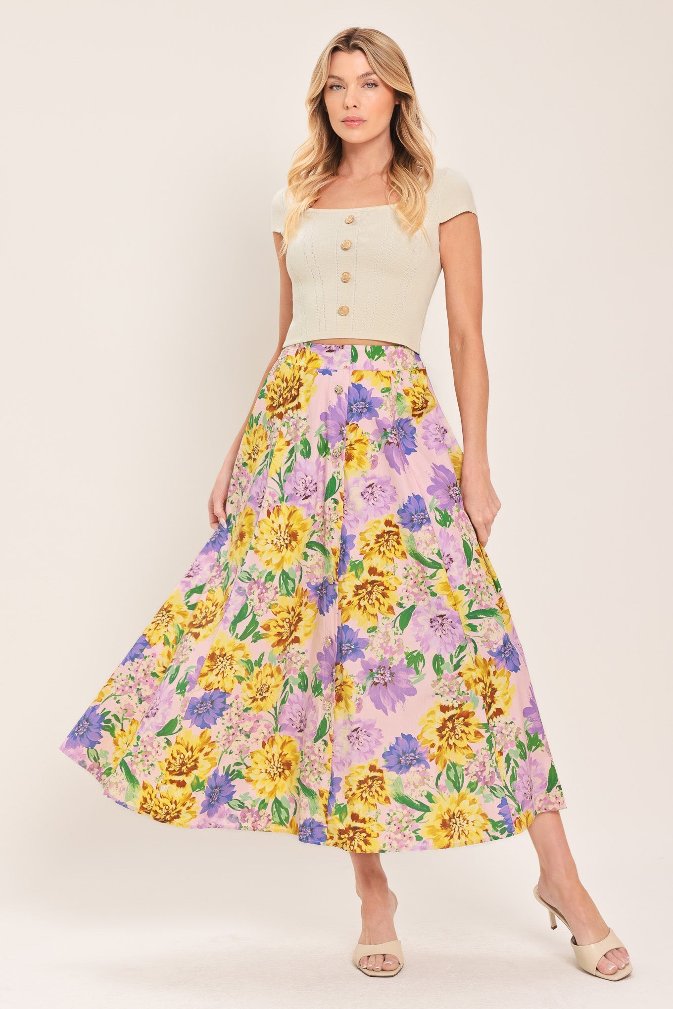 BLOSSOM MARKET WOVEN FULL MIDI SKIRT - Glamourous Grace