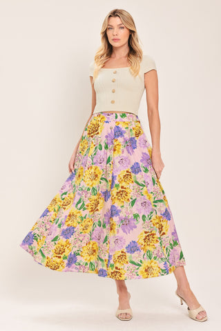 BLOSSOM MARKET WOVEN FULL MIDI SKIRT - Glamourous Grace