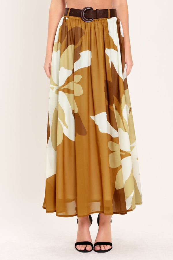 TOFFEE TROPICS WOVEN MIDI SKIRT - Glamourous Grace