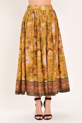 SUNSET GARDEN WOVEN FULL MIDI SKIRT