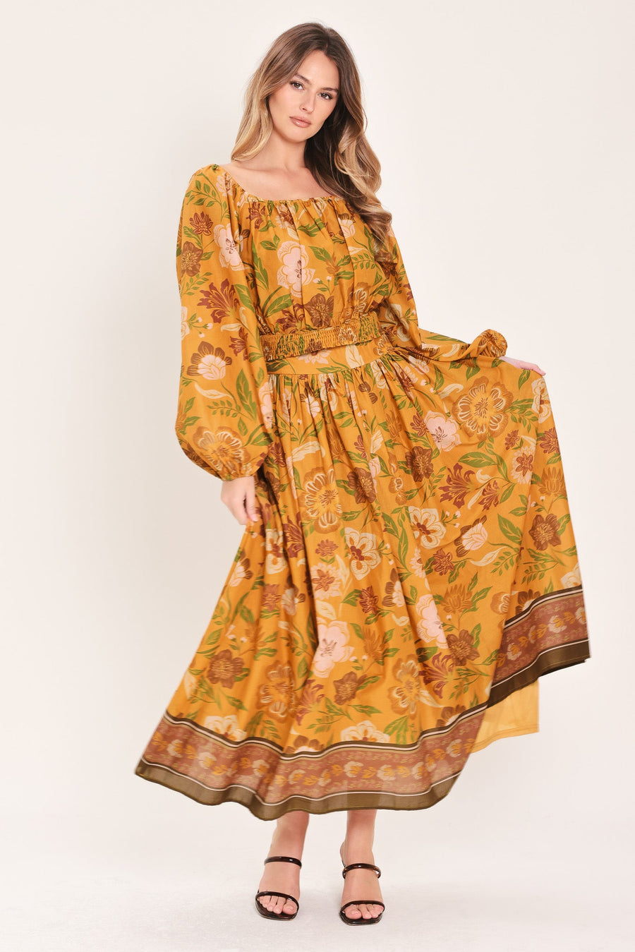SUNSET GARDEN WOVEN FULL MIDI SKIRT - Glamourous Grace