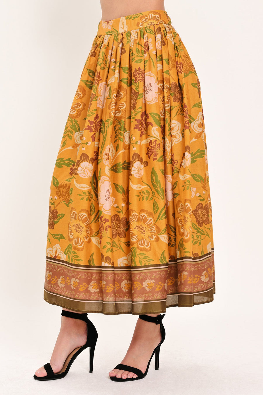 SUNSET GARDEN WOVEN FULL MIDI SKIRT - Glamourous Grace