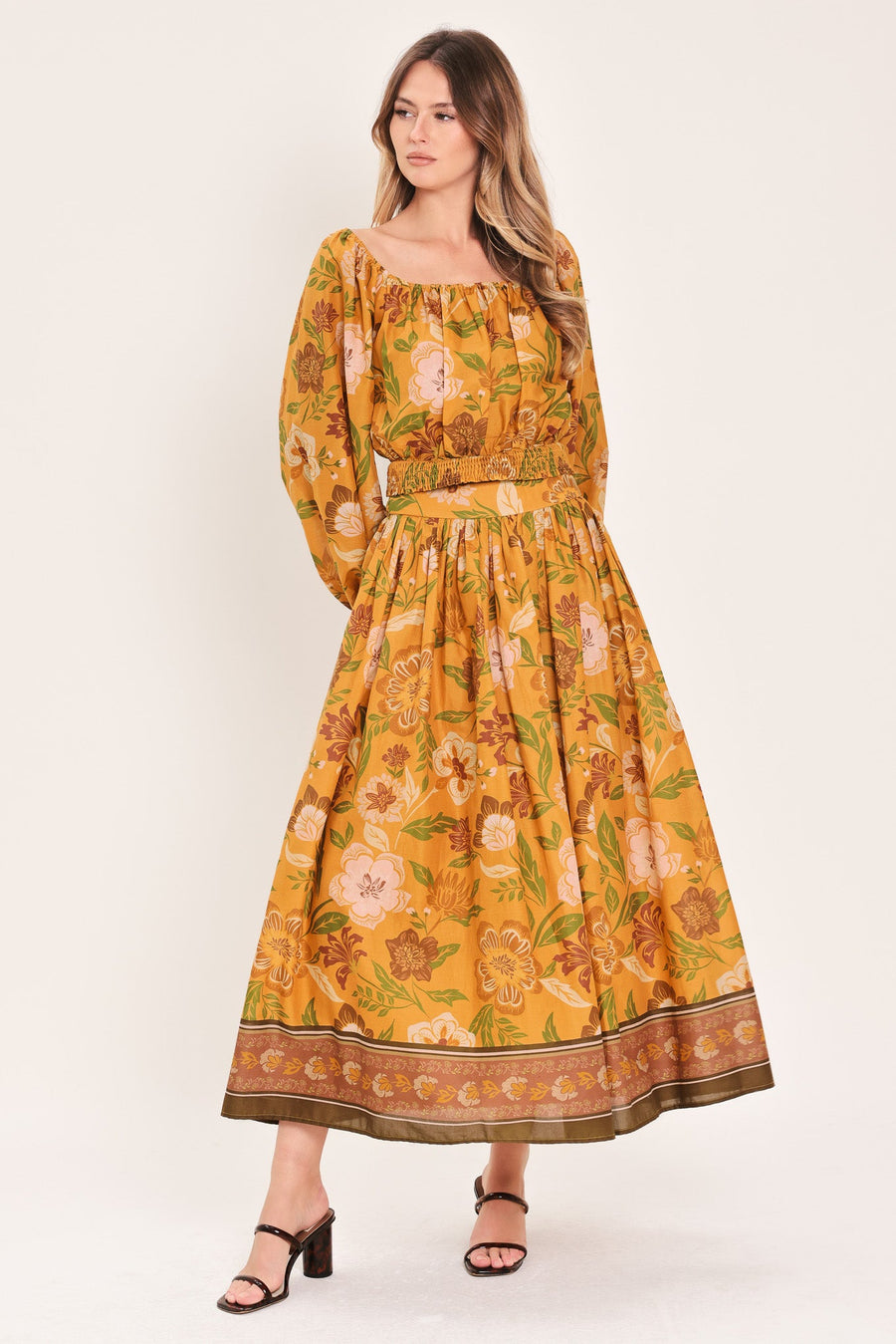 SUNSET GARDEN WOVEN FULL MIDI SKIRT - Glamourous Grace