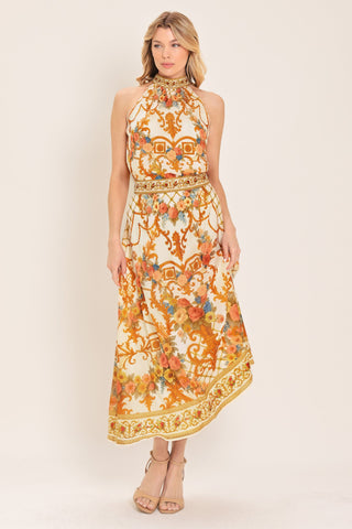 ANTIQUE BLOOM WOVEN MIDI CIRCLE SKIRT