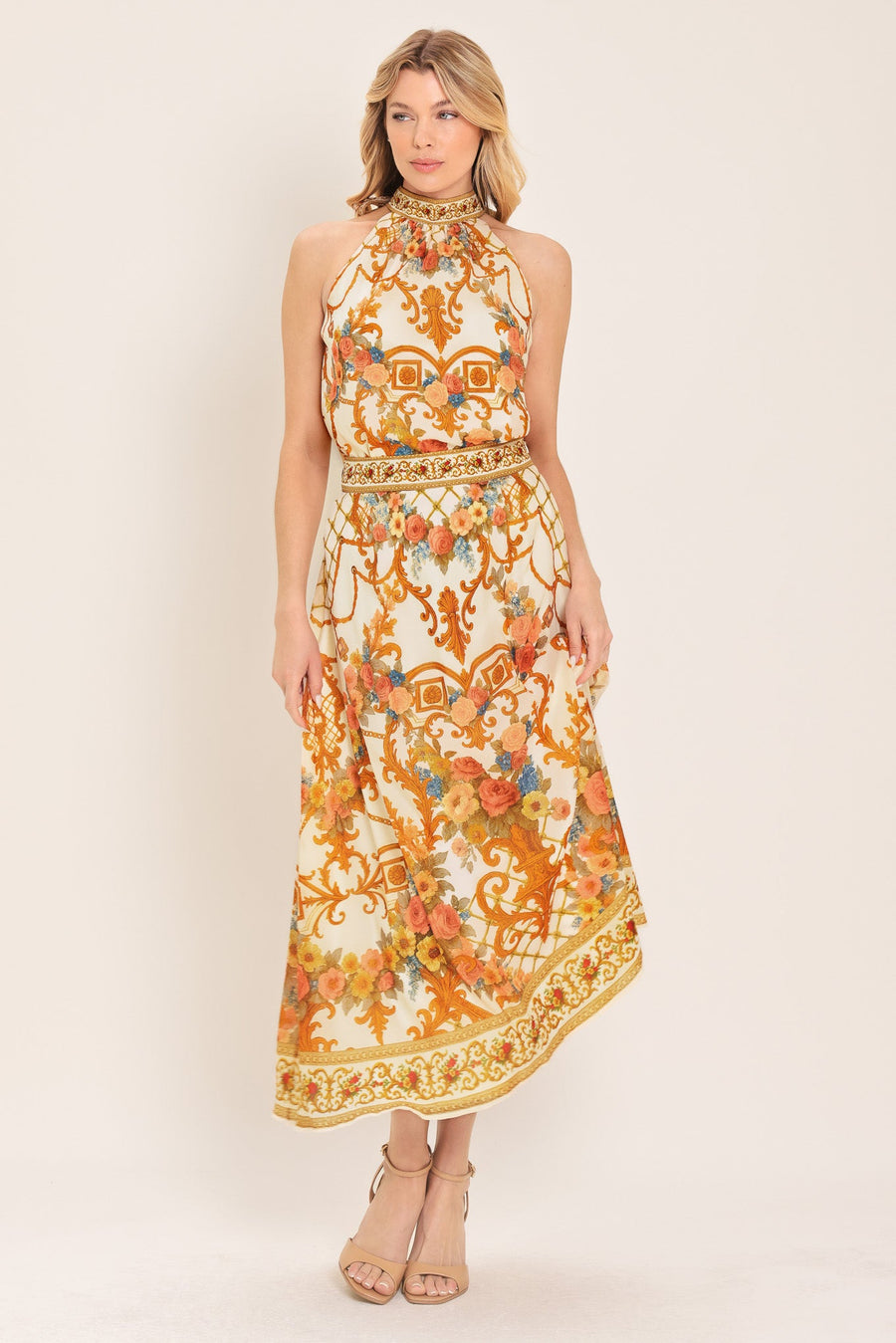 ANTIQUE BLOOM WOVEN MIDI CIRCLE SKIRT - Glamourous Grace