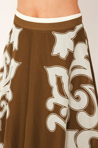 COFFEE CREAM BORDER CIRCLE SKIRT