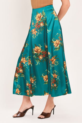 LAGOON FLOWER CHERISH WOVEN MIDI CIRCLE SKIRT
