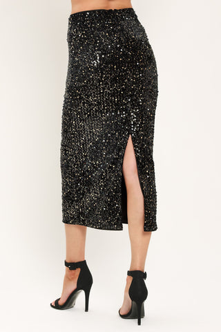 MIDNIGHT EDIT BLACK STATEMENT SKIRT