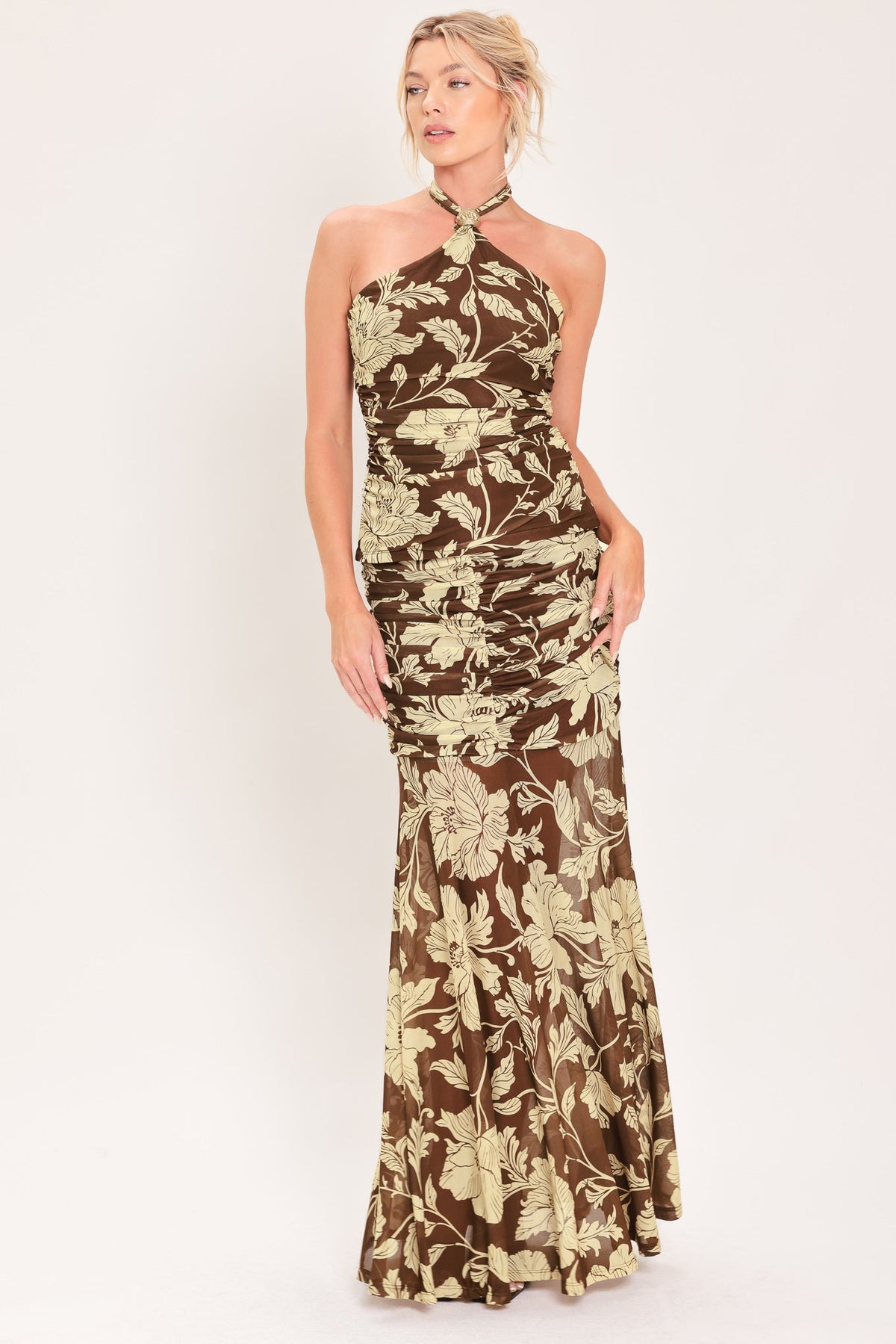 EARTHY FLORAL TEMPTATION POWER MESH MAXI SKIRT - Glamourous Grace