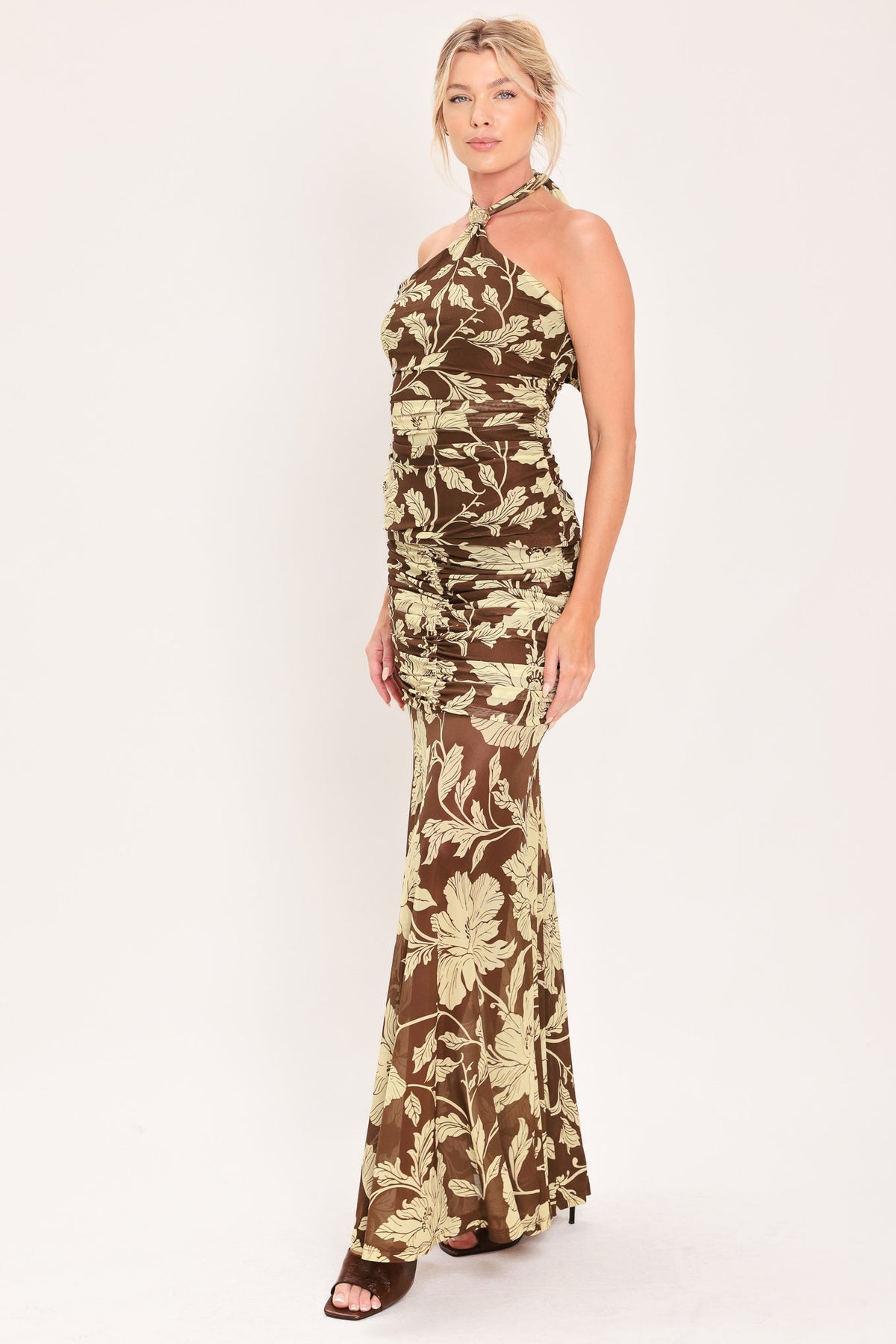EARTHY FLORAL TEMPTATION POWER MESH MAXI SKIRT - Glamourous Grace