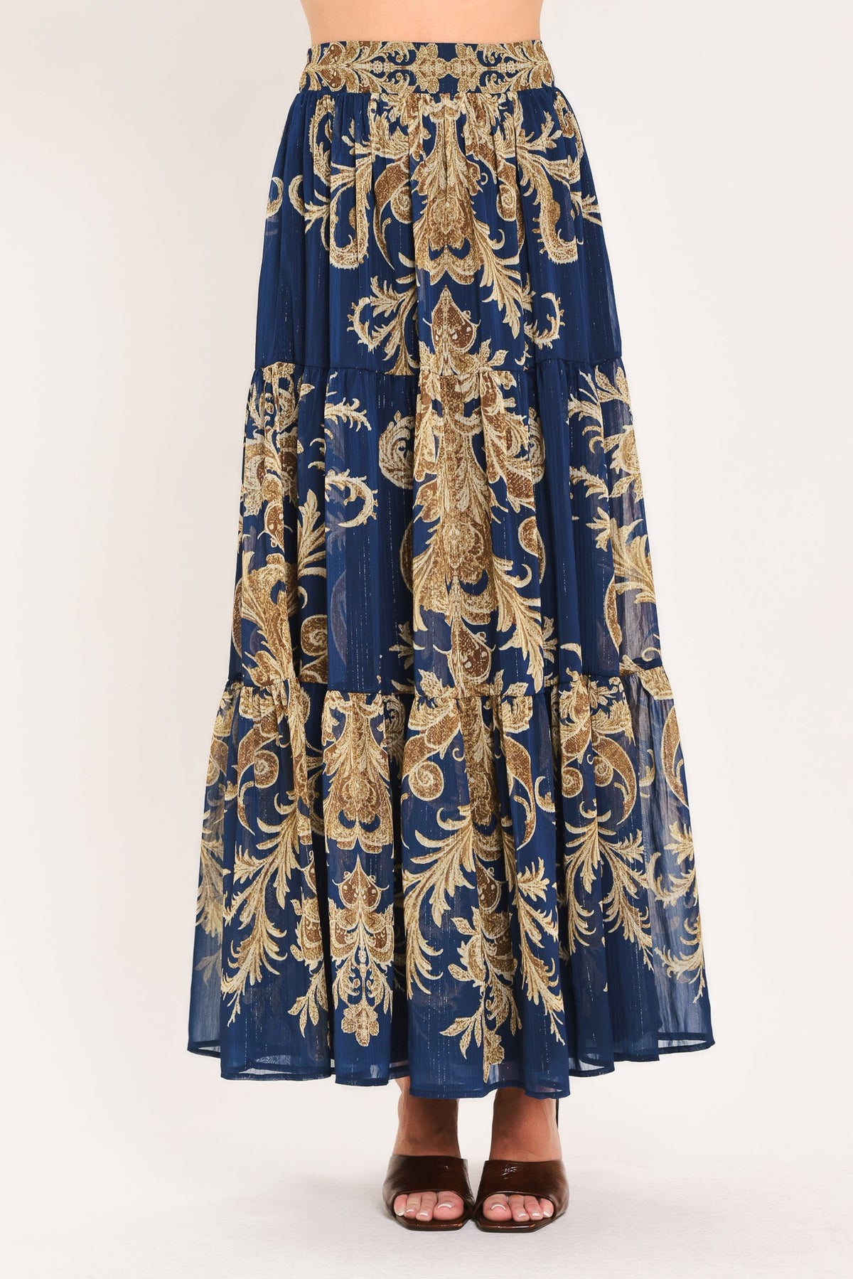 MIDNIGHT HERITAGE FLOW WOVEN MAXI SKIRT - Glamourous Grace