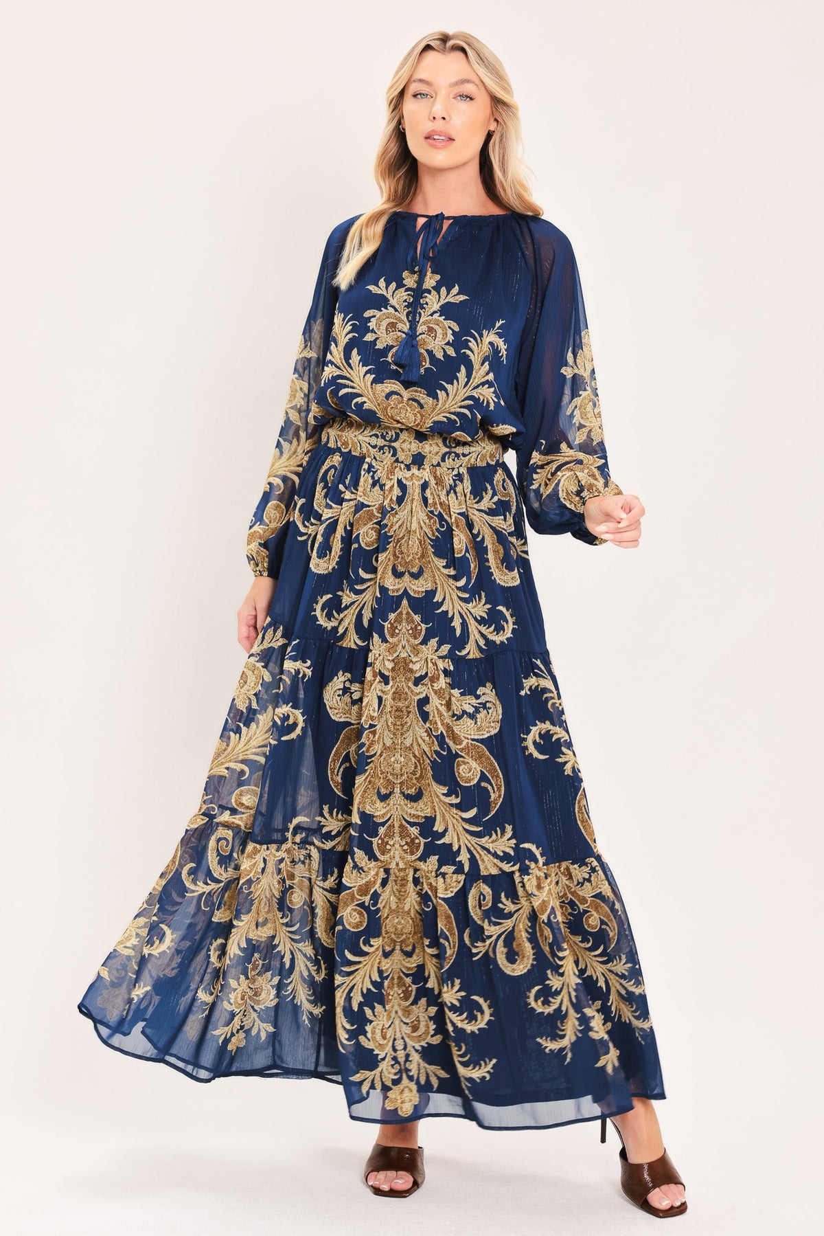 MIDNIGHT HERITAGE FLOW WOVEN MAXI SKIRT - Glamourous Grace