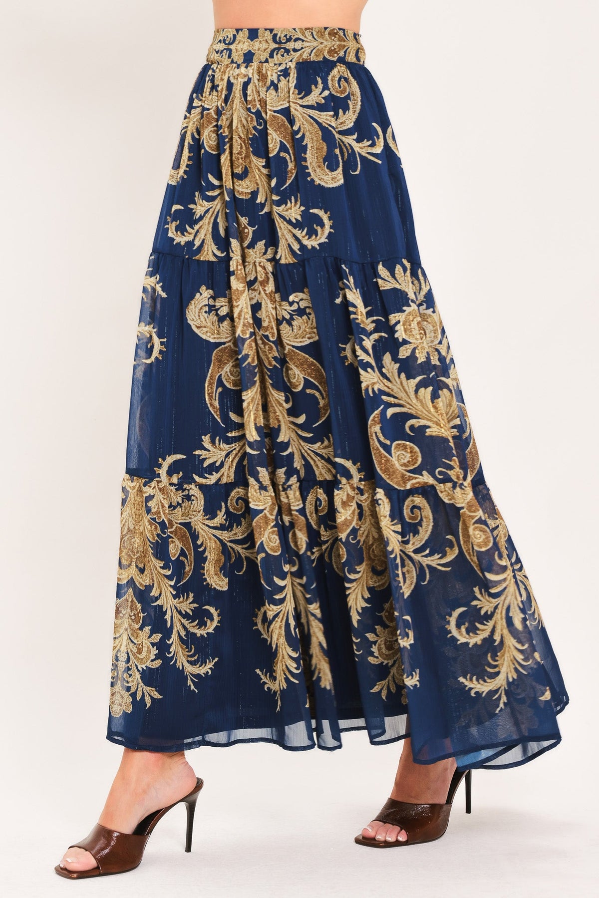 MIDNIGHT HERITAGE FLOW WOVEN MAXI SKIRT - Glamourous Grace