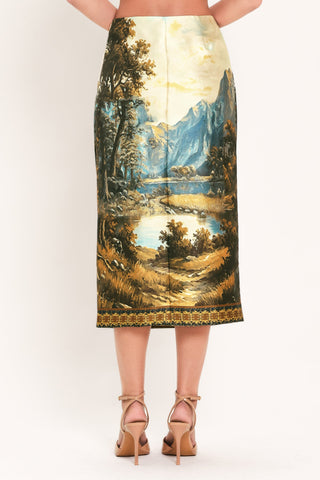 HARVEST RIVER REVERIE WOVEN PENCIL SKIRT