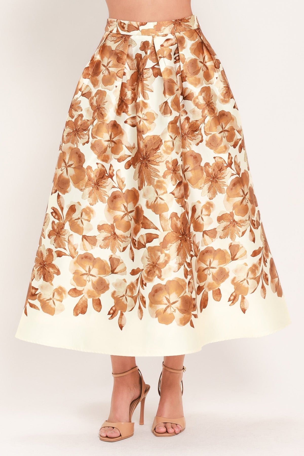 BUTTERSCOTCH GARDEN VERSE WOVEN FULL MIDI SKIRT - Glamourous Grace