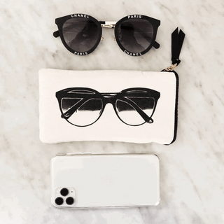 Glasses Case with Outside Pocket – Cream - Glamourous Grace