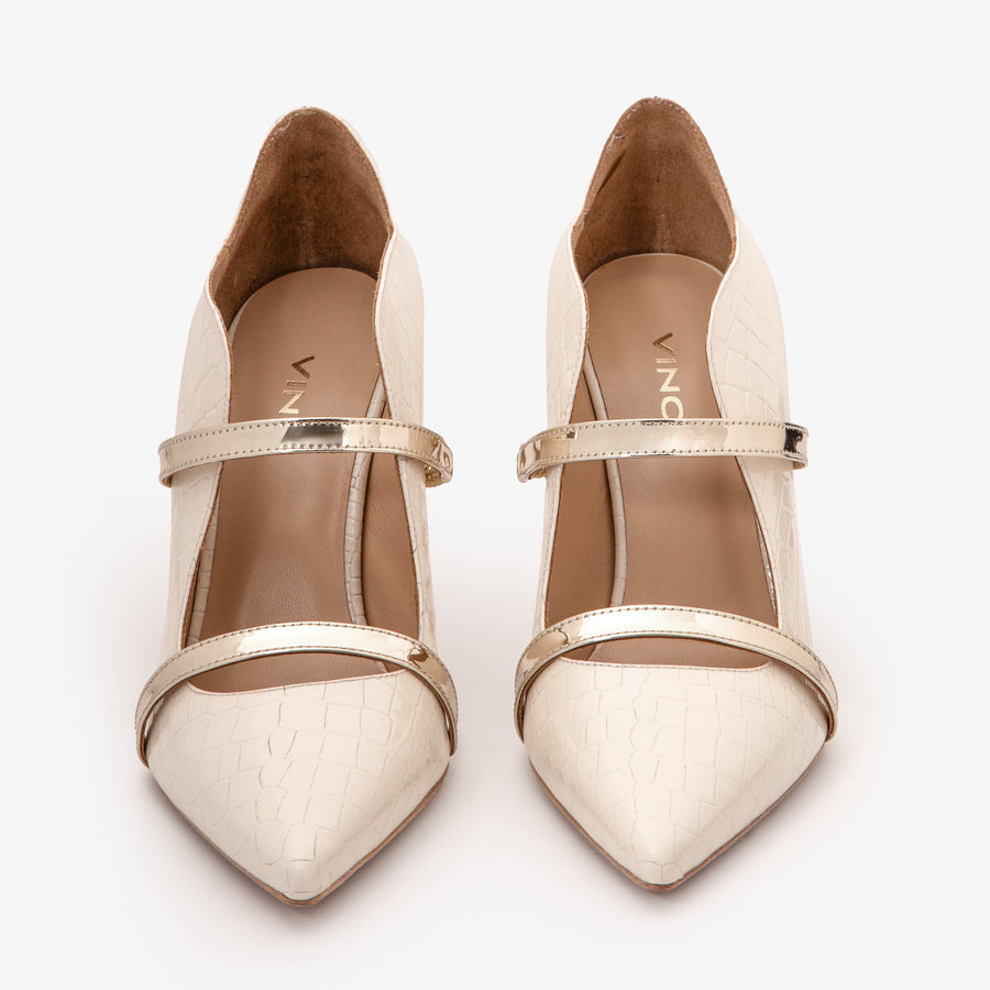 The Annapolis Cream Patent Leather Pump Women Shoe - Glamourous Grace