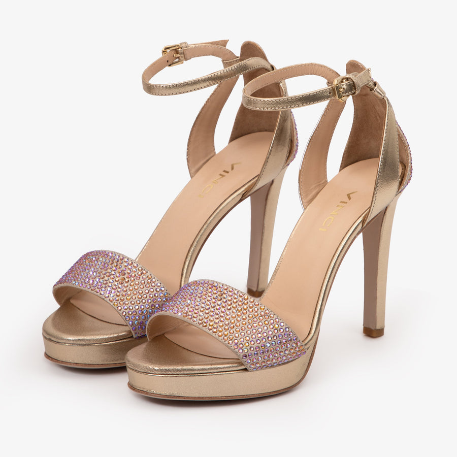 The Mars Platform Heel Gold Leather Women's Sandal - Glamourous Grace
