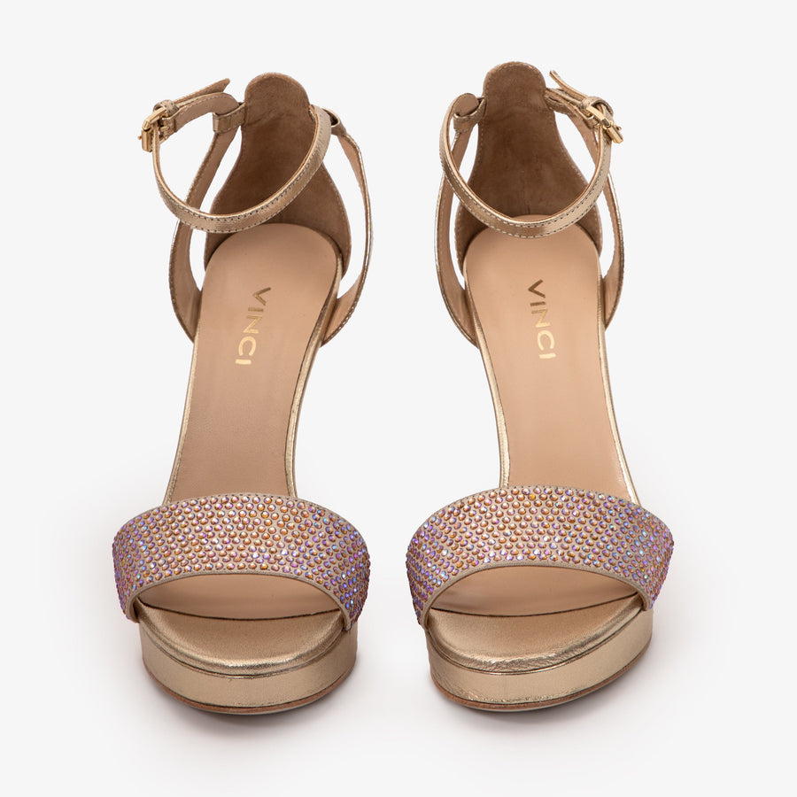 The Mars Platform Heel Gold Leather Women's Sandal - Glamourous Grace