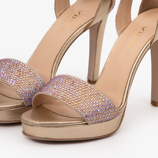 The Mars Platform Heel Gold Leather Women's Sandal - Glamourous Grace LLC