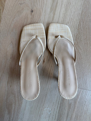 Xami Natural Raffia Heeled Thong Sandal