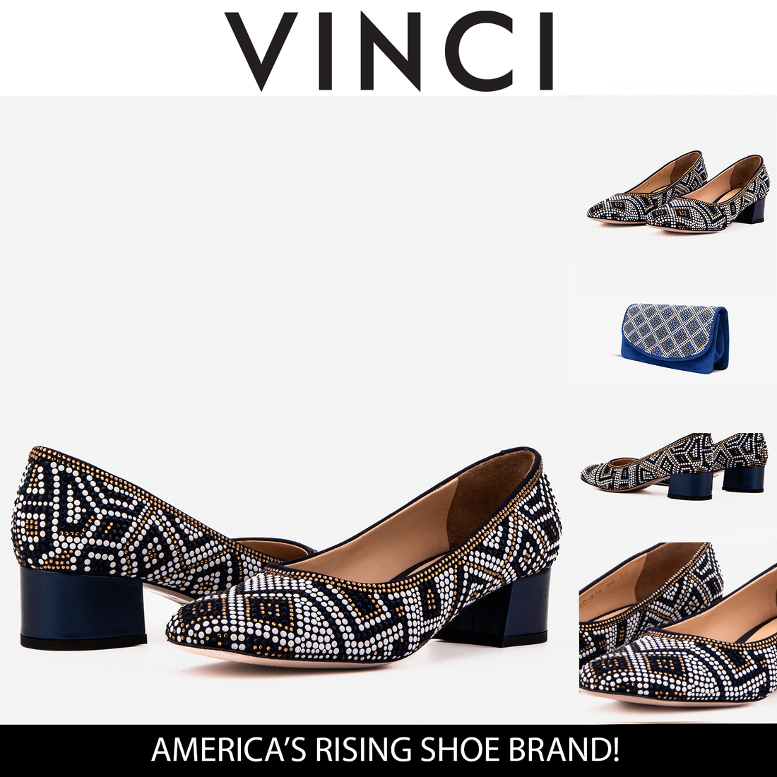 The Nampula Navy Crystal-Embellished Leather Women Pump - Glamourous Grace
