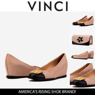 The Selene Beige & Black Leather Wedge Heel Women Shoe - Glamourous Grace