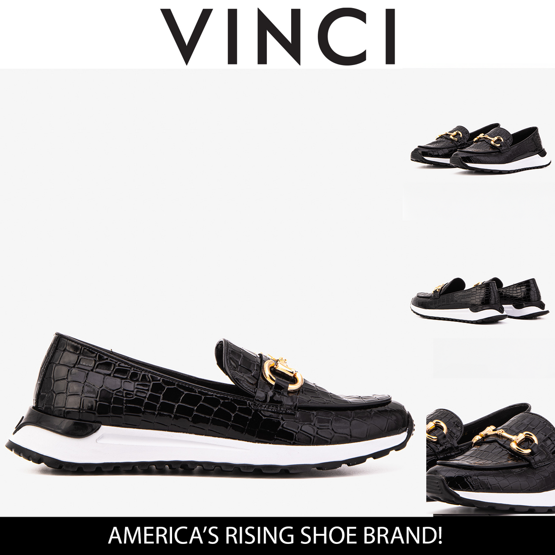 The Milan Black Croc-Embossed Patent Leather Women Sneaker - Glamourous Grace