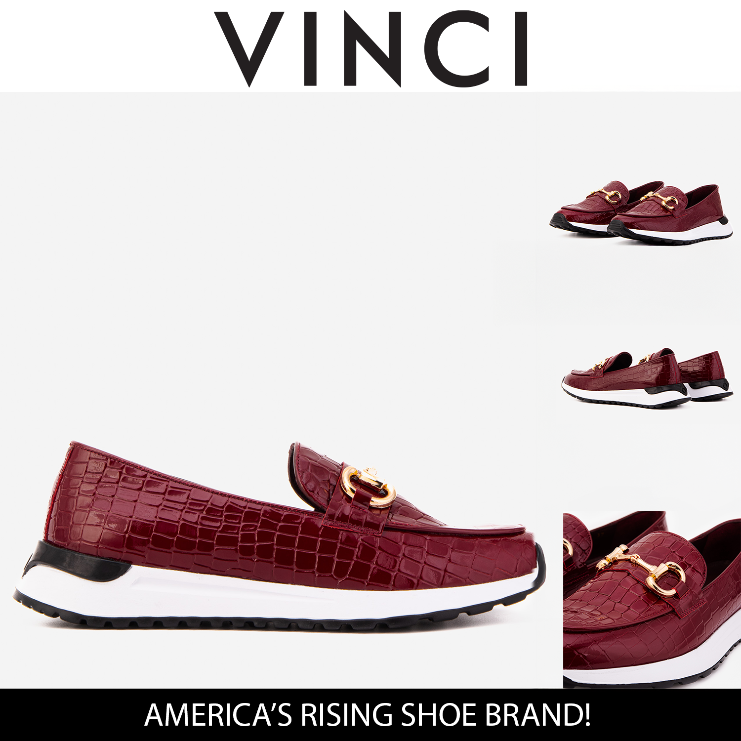 The Milan Burgundy Croc-Embossed Patent Leather Women Sneaker - Glamourous Grace