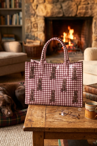 SC - ETA 9/30-10/14 The Hank Maroon Gingham Vinyl Tote© - Glamourous Grace