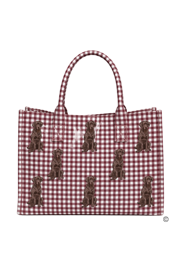 SC - ETA 9/30-10/14 The Hank Maroon Gingham Vinyl Tote© - Glamourous Grace