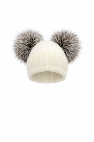 Two Fur Poms Hat Adult | Kids