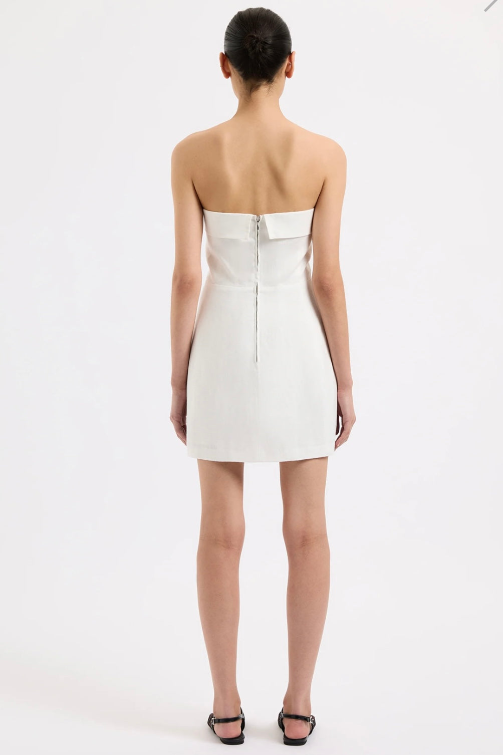 Lyra Linen Mini Dress | White - Glamourous Grace
