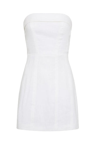 Lyra Linen Mini Dress | White - Glamourous Grace