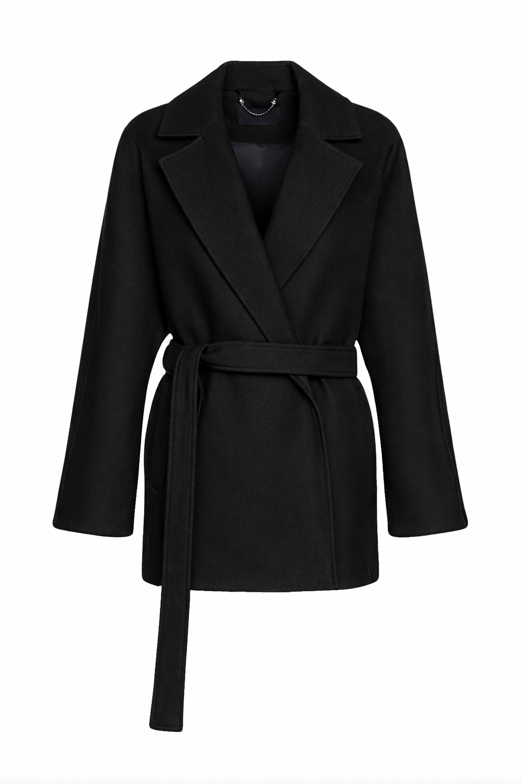 Astoria Midi Cashmere Wool Blend Coat in Black