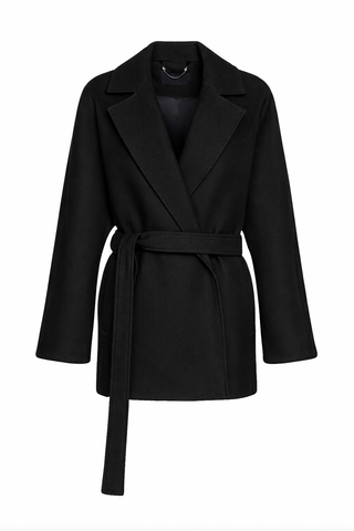 Astoria Midi Cashmere Wool Blend Coat in Black