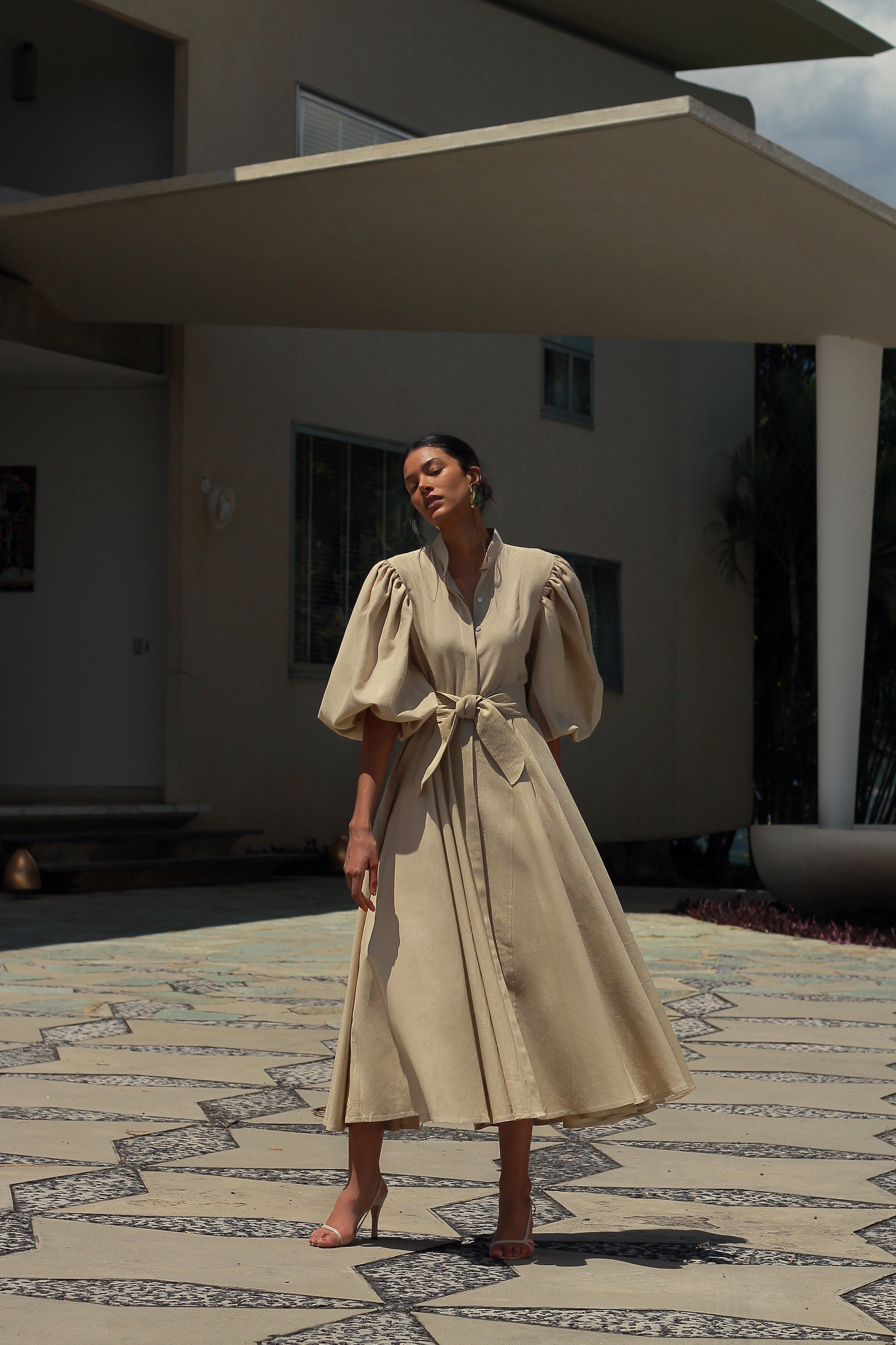 BROMELIA DRESS IN KHAKI - Glamourous Grace