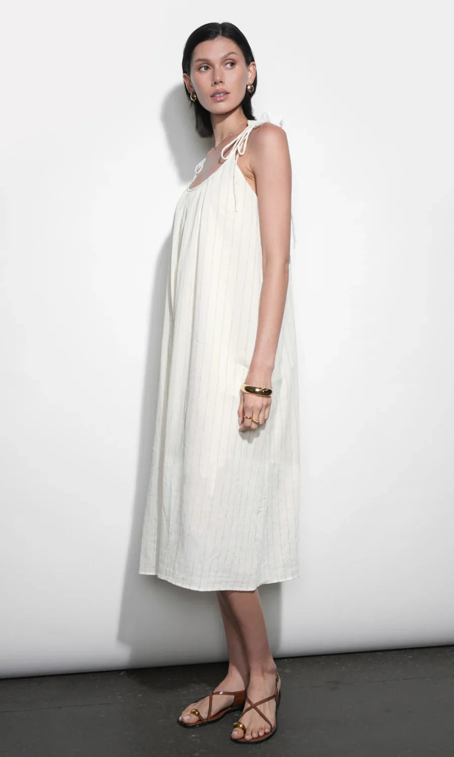 Pauline Ivory Striped Midi Dress - Glamourous Grace
