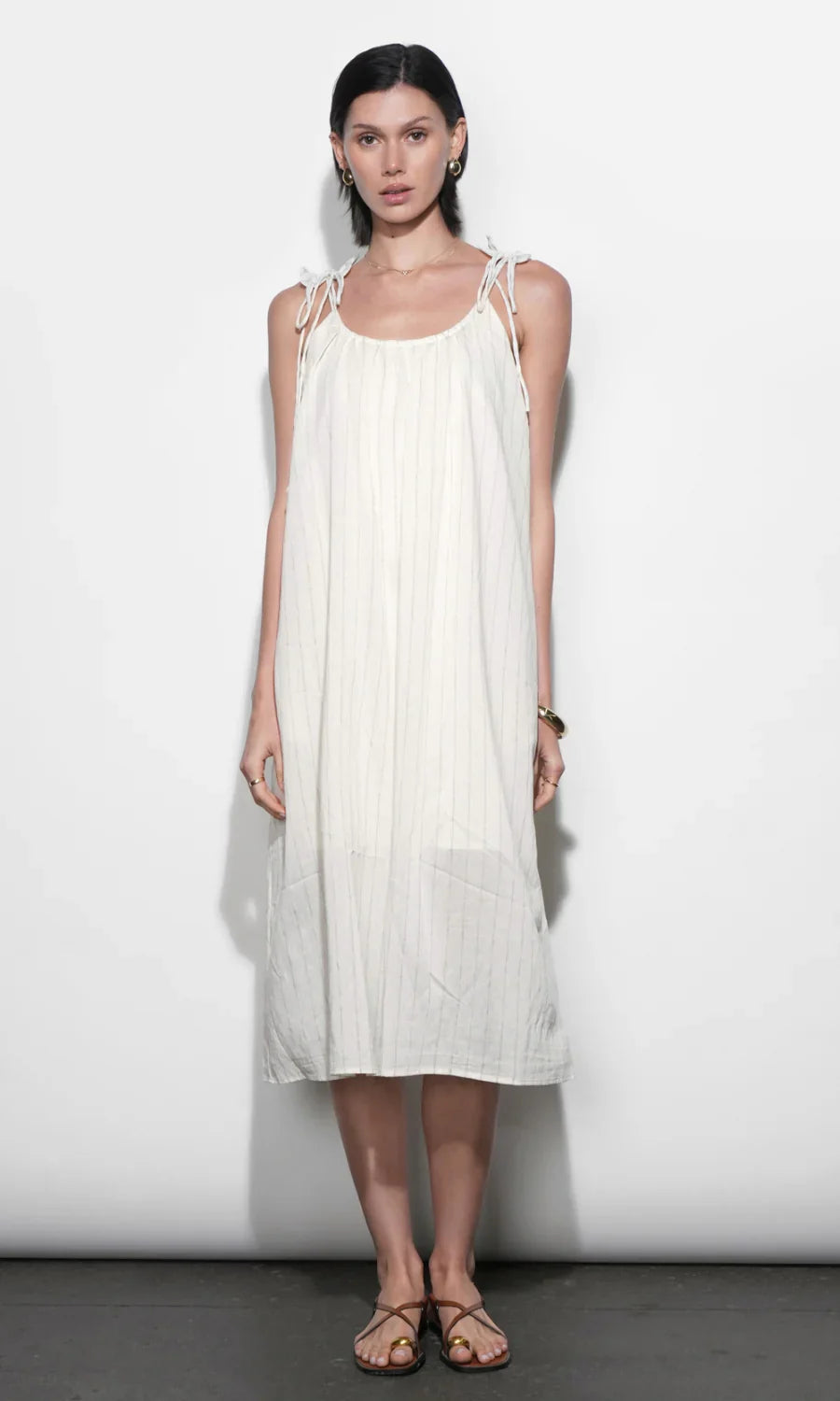 Pauline Ivory Striped Midi Dress - Glamourous Grace