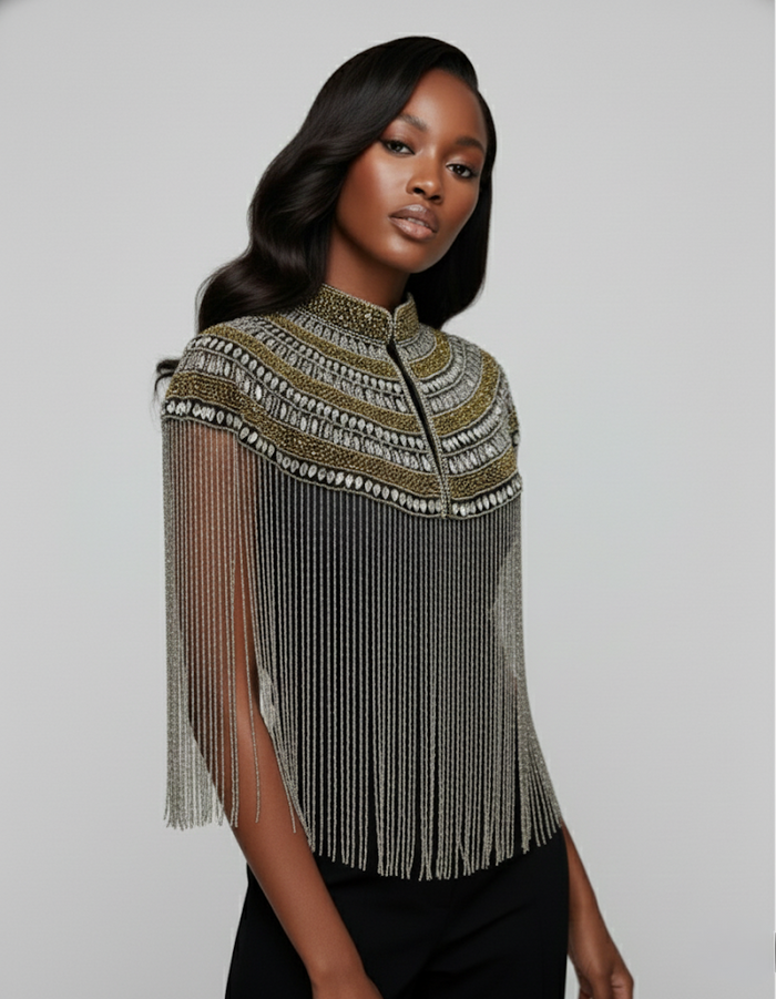 Metallic Horizon Cape - Glamourous Grace