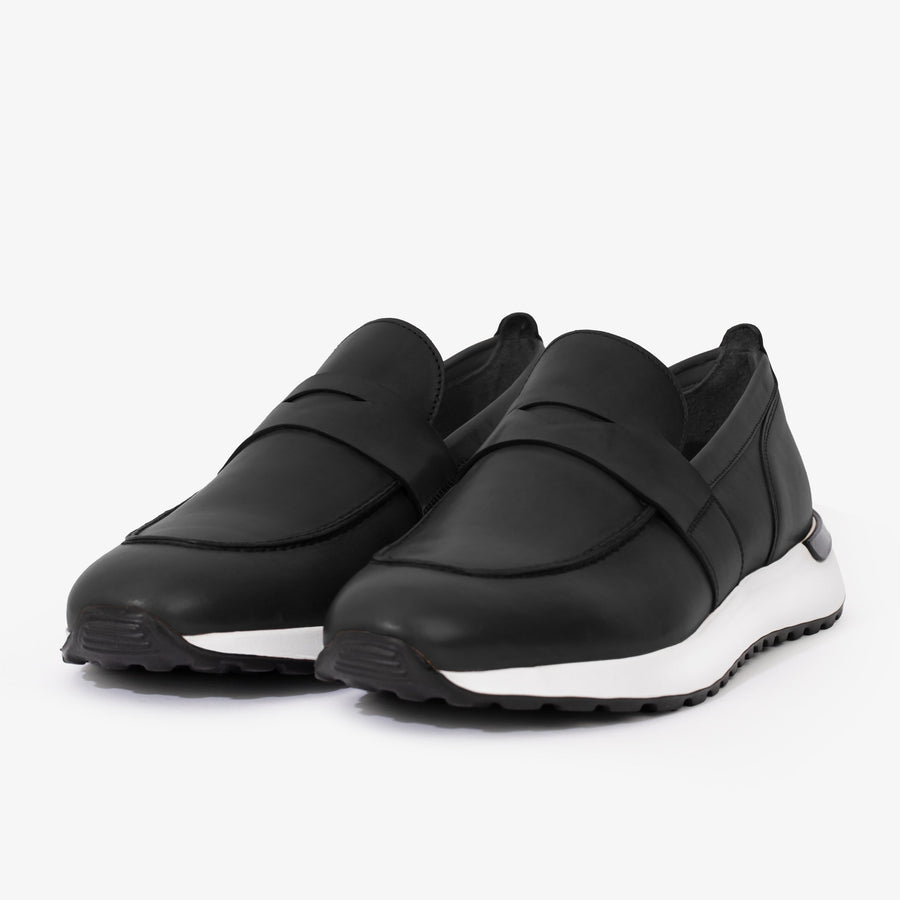 The Lumina Black Buffalo Leather Women Sneaker - Glamourous Grace