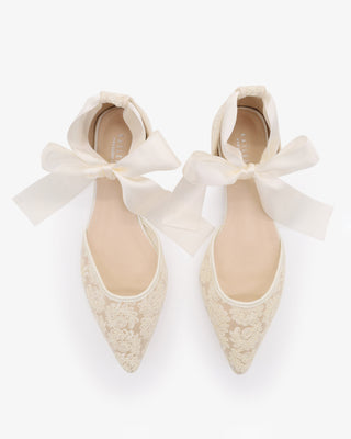 Crochet Lace Pointy Toe with Ankle Tie or Ballerina Lace Up