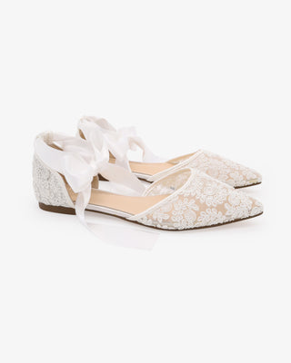 Crochet Lace Pointy Toe with Ankle Tie or Ballerina Lace Up
