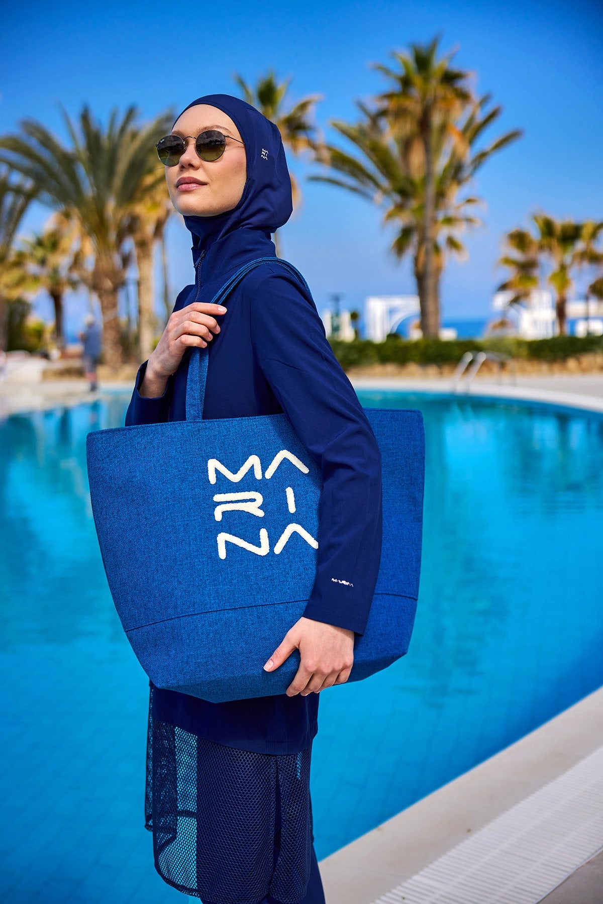 Blue Beach Bag with Zipper CA2501-4 - Glamourous Grace
