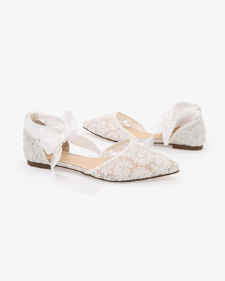 Crochet Lace Pointy Toe with Ankle Tie or Ballerina Lace Up
