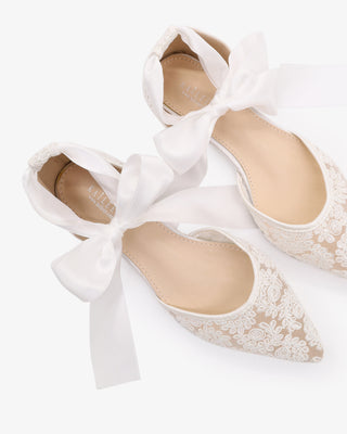 Crochet Lace Pointy Toe with Ankle Tie or Ballerina Lace Up