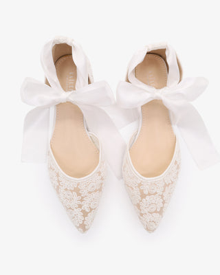 Crochet Lace Pointy Toe with Ankle Tie or Ballerina Lace Up